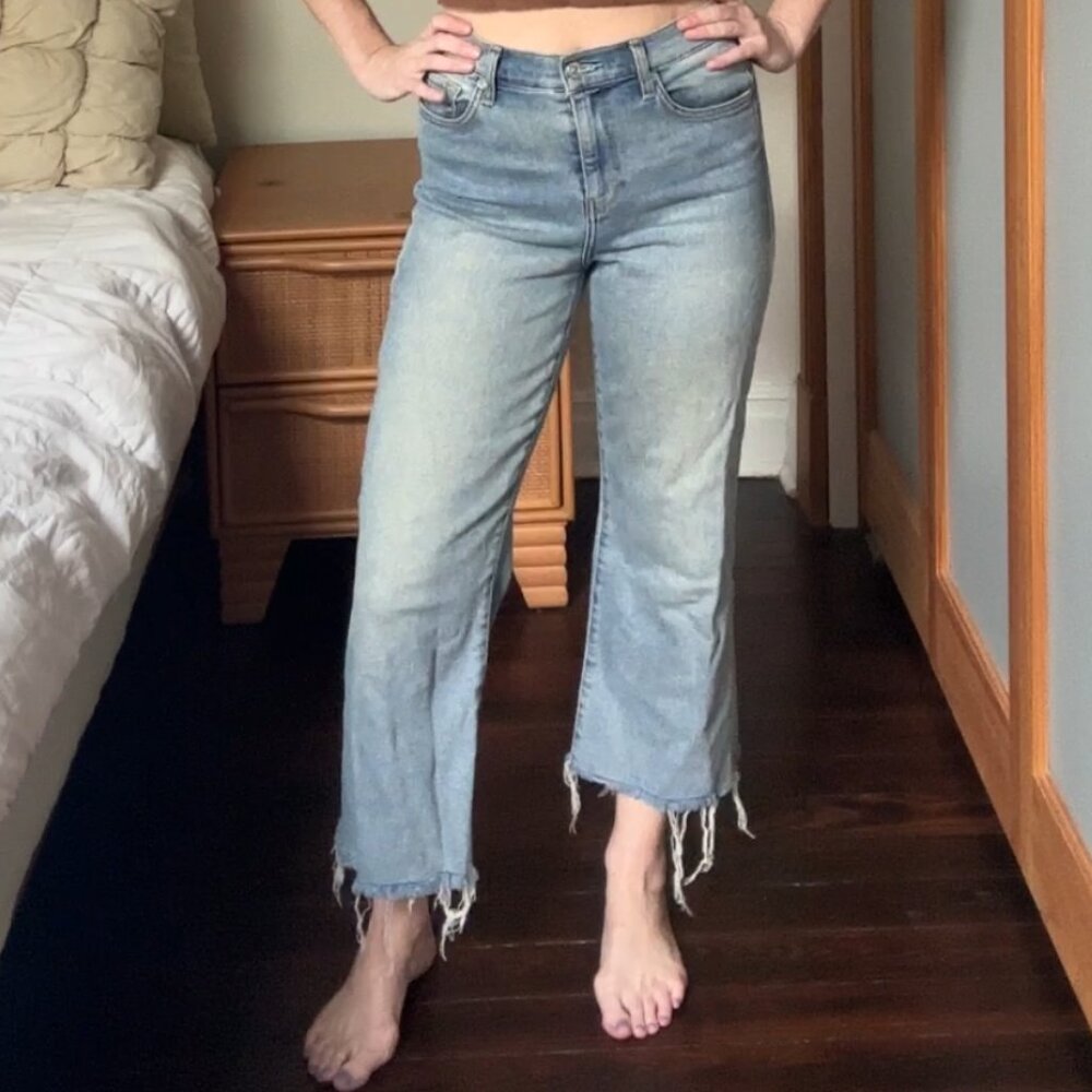 Copped wide leg Seven For All Mankind jeans